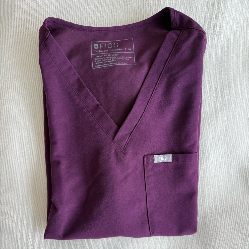Figs Catarina Scrub Top - Size M - Deep Purple